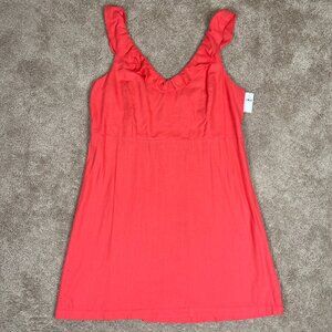 Old Navy Dress Womens XL Orange Linen Blend Smocked Ruffle Resort Beach NWT